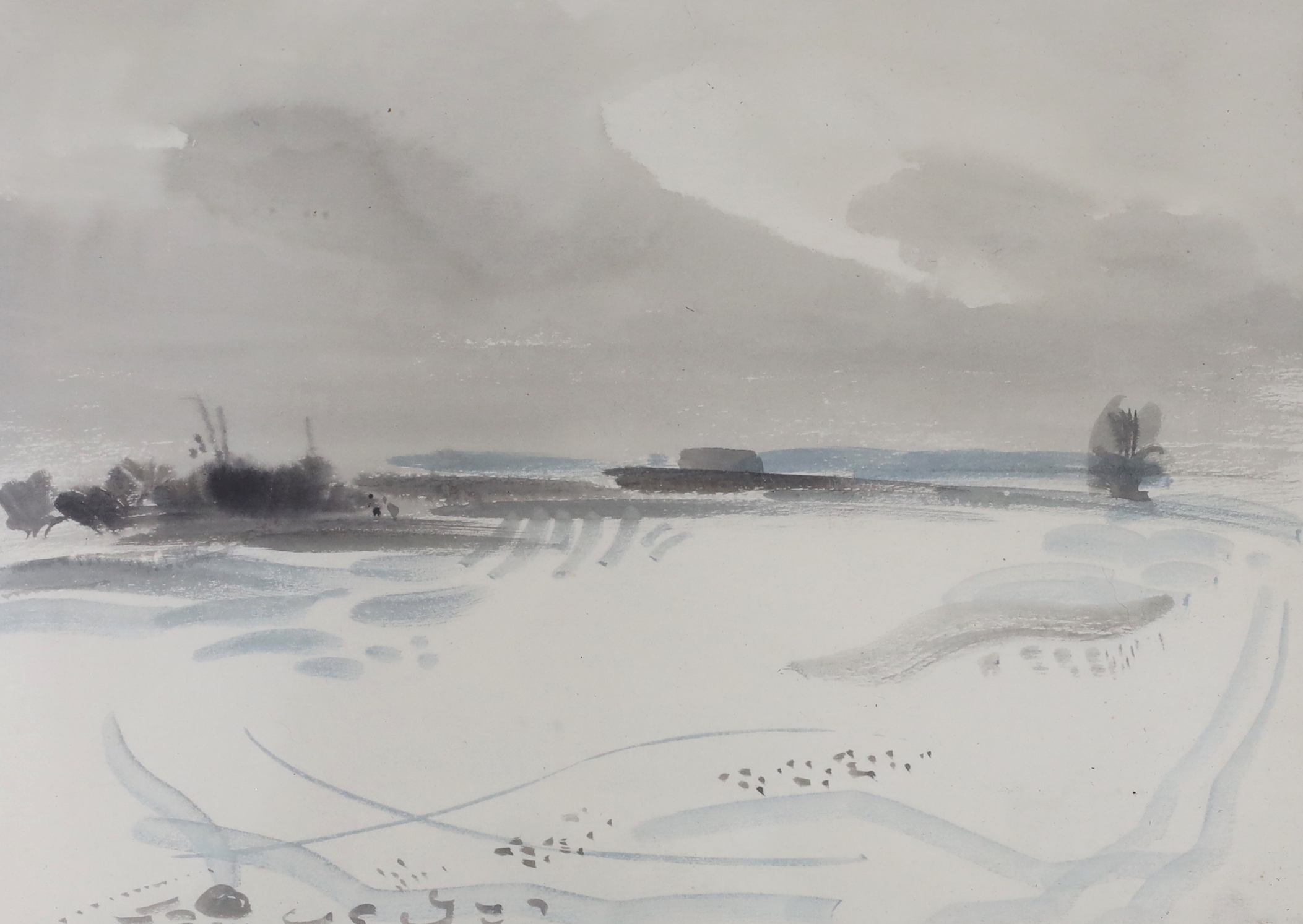 Leslie Worth (1923-2009), watercolour, 'Snowscape, Study No. 1', unsigned, label verso, 19 x 27cm